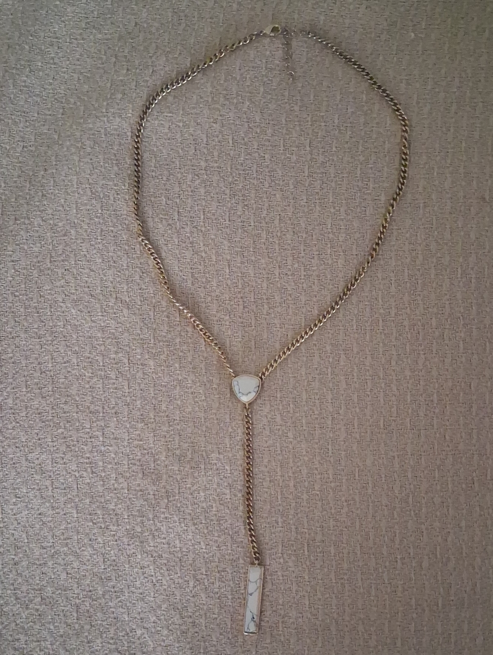 3/$10 Gold-Tone Y-Lariat Necklace with Howlite Accents